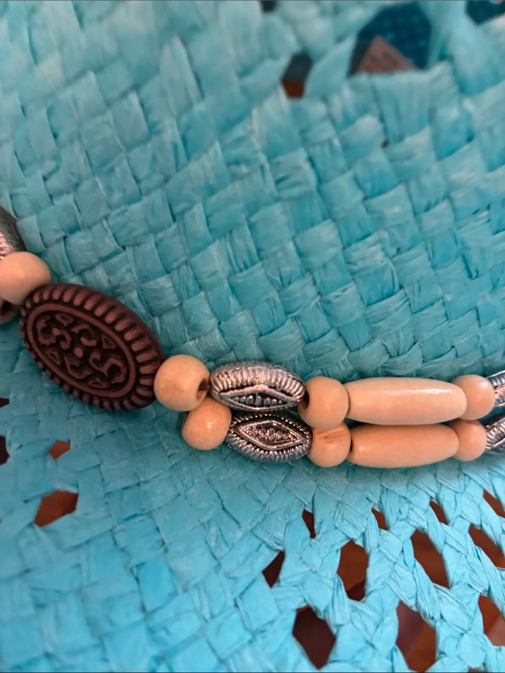 Turquoise Straw Beaded Band Women's Sun Hat